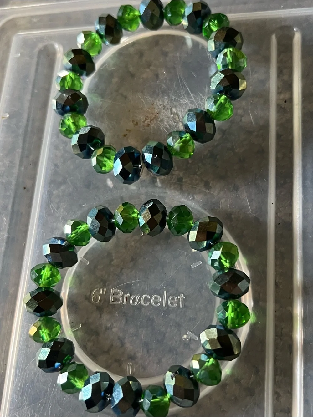 Green Faceted Stretch Bracelet Set - Brand